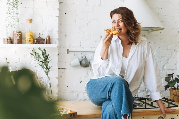Woman on Counter Eating